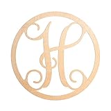 UNFINISHEDWOODCO Single Letter Circle Monogram-H, 19-Inch, Unfinished
