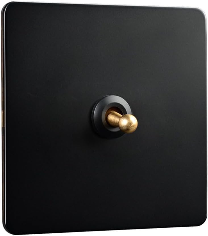 Rocker Light Switch, 86 Type Stainless Steel Panel Wall Toggle Light Switch Brass Rod 1Way 2Way, Insulation Flame Retardant,Light Switches for Homes, Offices, Hotels and Factories(1 Gang)