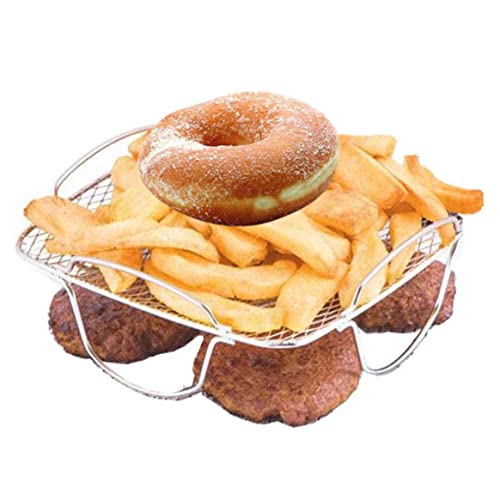 Jorzer Estante de freidora de Aire Estante de Tostadas de Acero Inoxidable Estante Duradero para freidora de Aire Estante de cocción Multiusos de la Rejilla Cuadrada Resistente