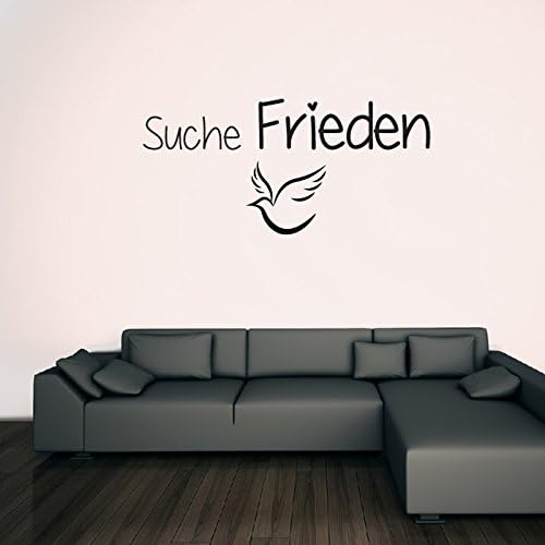 azutura Suche Frieden Wansticker Wandtattoo Ziat Kunst available in 5 Sizes and 25 Colours X-Small Basalt Grey