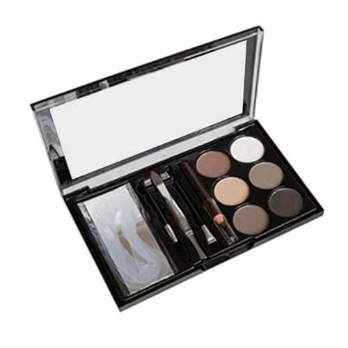 Yinhing Kit de Plantilla para Cejas, Herramienta de Brocha para Polvo Moldeador 3D de Larga Duración a Prueba de Sudor con Cepillo de Nailon de Cera de Abejas para Maquillaje Cosmético