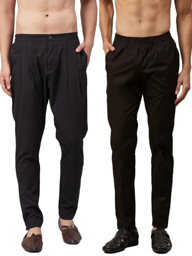 See Designs Men Black Solid Pure Cotton Men's Pyjama (Pack Of 2)_Sdcbpj157M