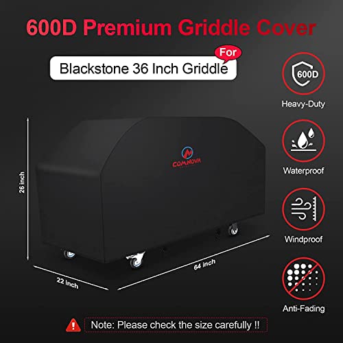 Comnova Griddle Cover For Blackstone Griddle 36 Inch - 600D Flat Top Grill Cover For Blackstone 4 Burner Griddle Heavy Duty & Waterproof, Outdoor 36" Griddle Cover For Blackstone 1554, 1825 And More #TOP2