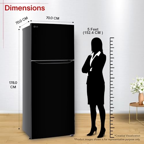 Image of LG 446 L, 1 Star, Door Cooling+, Smart Inverter, Frost-Free Double Door Convertible Refrigerator (GLT4416CCES, Ebony Sheen, Express Freeze, Smart Diagnosis & Deodorizer, 2026 Model)