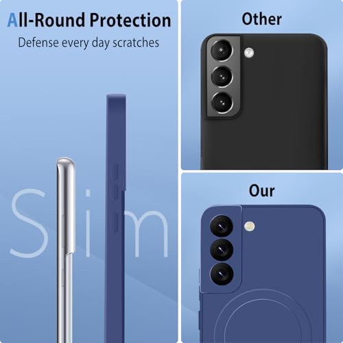 Coque Samsung S22 MagSafe en silicone bleu avec doublure microfibre - 3