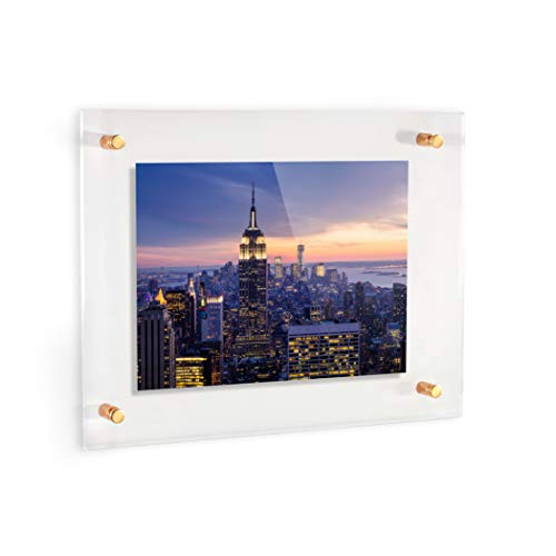 Arttoframes Floating Acrylic Frame For Pictures Up To 9X12 Inches (Full Frame Is 13X16) With Gold Standoff Wall Mount Hardware, Acrylic-109-9X12-71 #TOP1