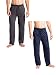 Mens Lounge Pants with Pockets, Soft Knit Pants for Men - 2 Pack (Large, Navy / Charcoal)