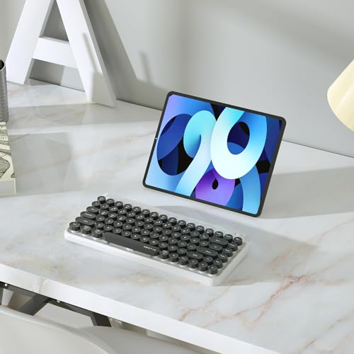 Image of UBOTIE Portable Bluetooth Colorful Computer Keyboards, Wireless Mini Compact Retro Typewriter Flexible 84Keys Design Keyboard (Black-White)