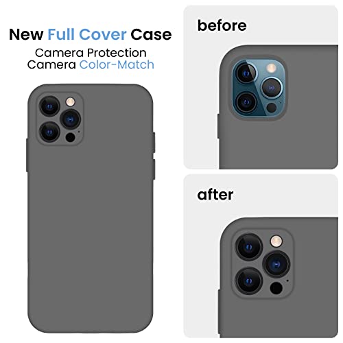 Firenova For Iphone 13 Pro Max Case, Silicone Upgraded [Camera Protection] Phone Case With [2 Screen Protectors], Soft Anti-Scratch Microfiber Lining Inside, 6.7 Inch, Space Gray #TOP2