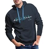 Spreadshirt Papa Kind Text Mit Name Geburtsjahr Personalisiert für Vater und Familien Männer Premium Hoodie, XXL, Navy