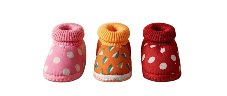 Baby Booties with Knit Cuff, Printed Fabric Shoes for Infants-picture-48