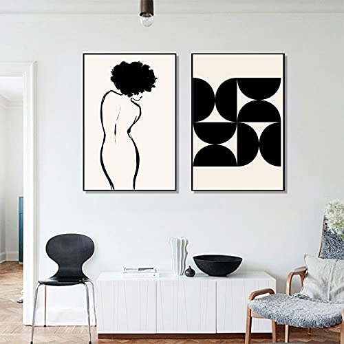 Affiches de ligne abstraite femme dos 60x80cm art mural noir