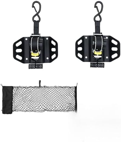 Retractable Ratchet Straps Bundle with 2015-2026 Ford F150 2017+ F250 F350 F450 Truck Bed Cargo Net 4.10'×1.51' Double Layer Envelope Style Dense Mesh for 2024 F-150 Exterior Accessories image 5