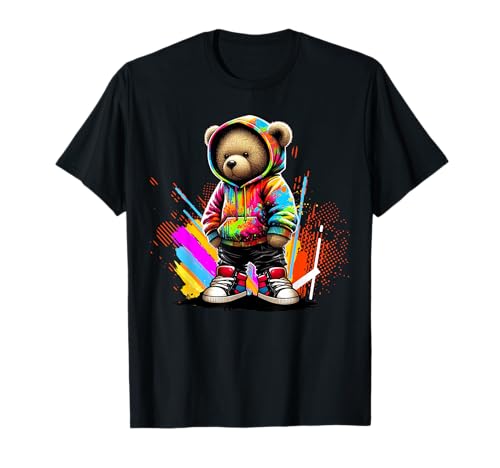 Hip Hop Teddy Bear Colorful Urban Rap Music Breakdancing T-S