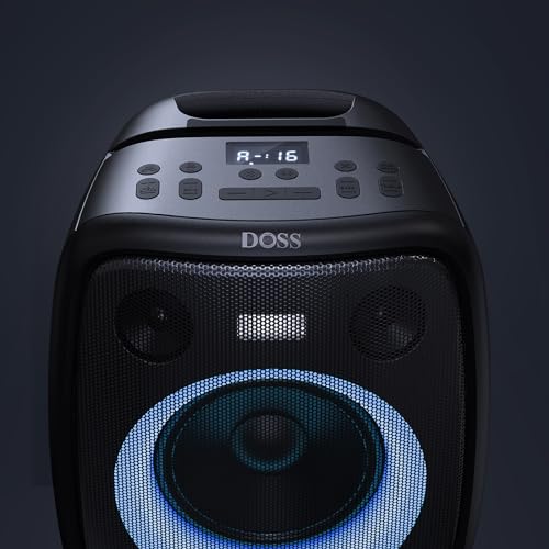 DOSS PartyBoom Bluetooth Speaker Loud with 60W Stereo Sound, 2.1 Channel System, Punchy Bass, Lights Show, Splash Proof Design, PartySync, Mic and Guitar Inputs, Outdoor Speaker for Party - Thumbnail 2