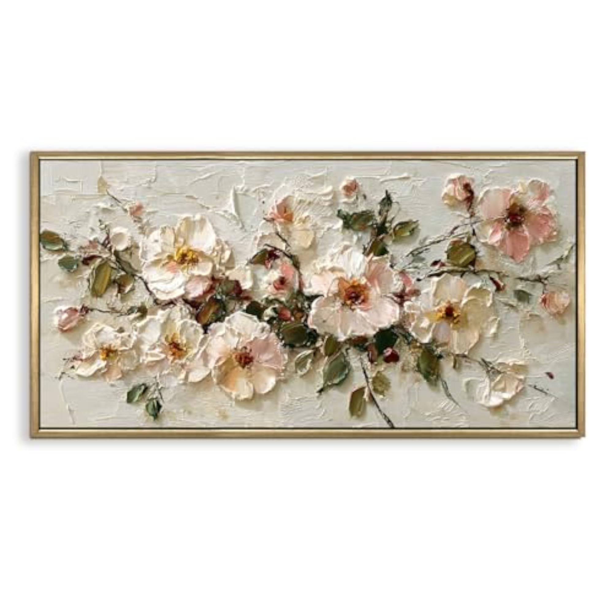 Cream-Peach Botanical HD Canvas Print Wall Art