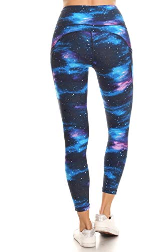 Leggings Depot Women's Reflective 7/8 Yoga Pants with Pockets-P506, Galaxy, 2X - Thumbnail 3