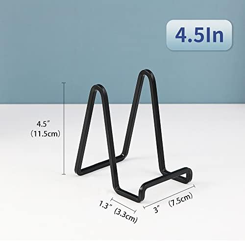 Plate Holder Easel Display Stand - 4.5 inch Metal Plate Stands for Display - Tabletop Picture Stand - Black Iron Easels for Display Pictures | Photo Frames | Book | Decorative Plates | Plaque - 2 Pack