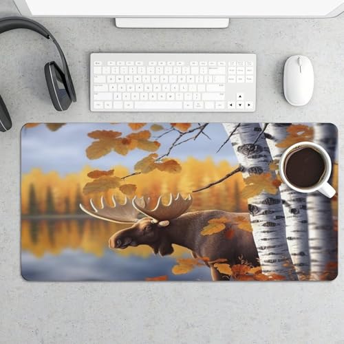 Protector de escritorio grande FekiLoot con hojas de abedul miniatura 5