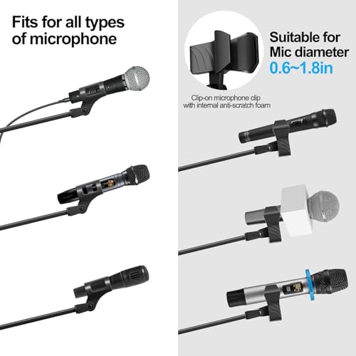 Oukmic Mic Stand, Heavy Duty Tripod Microphone Stand Boom Arm Floor Mic Stand Height Adjustable With Carrying Bag And 2 Mic Clips For Singing Performance thumb #4