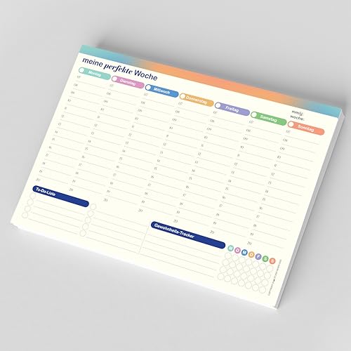 50 Blatt Wochenplaner A4-Größe 29 7 x 21 cm Schreibtischunterlage Tagesplaner Aufgabenliste Gewohnheitstracker ohne festes Datum für Familie Schule Büro (Deutsch)
