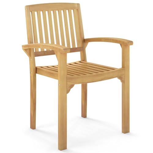 Tangkula Outdoor Teak Dining Chair
