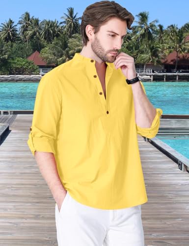 Image of Zombom Cotton Polyester Blend Solid Casual Regular Fit Mandarin /Chinese Collor Short Kurta Shirt for Men