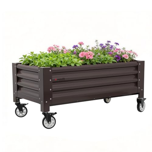 Image of Anleolife Low-Profile Elevated Raised Garden Bed, CafeBronze