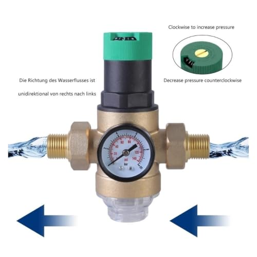 Régulateur pression eau DN15 vanne de réduction en laiton avec manomètre cadran