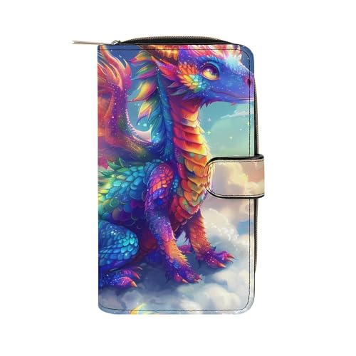 Colourful Dragon Women's Long Wallets Leather Card Holder Purse Zippered Buckle Clutch Handbag