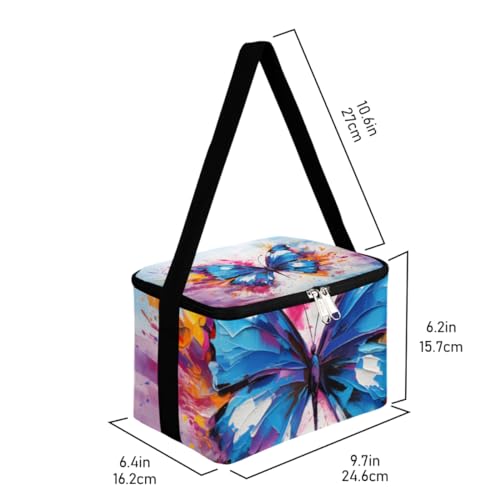GzLeyigou Lunch Bags for Women Men 9 Cans,Watercolor Butterfly Hot & Cold Food Delivery Bag Insulated Grocery Bag Insulated Lunch Box Butterfly Cooler Bag for Office Work Picnic Beach