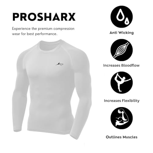 Image of PROSHARX Men's Premium Full Sleeve Compression T-Shirt - Athletic Base Layer Tights for Fitness & Sports