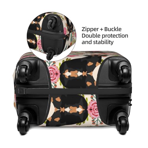 Dog Floral Print Luggage Cover Suitcase Protector Anti-scratch Fits 18-32 Inch Trolley Case4