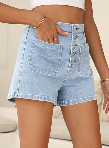 Image of CHICZONE Womens Mid-High Waisted Stretchy Denim Jean Shorts