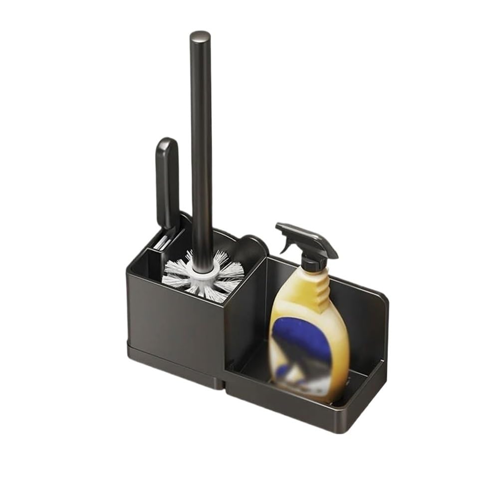 Toilet Brush and Holder Household No Dead Angle Wall Mounted Plastic Toilet Brush Bathroom Accessories(Black)