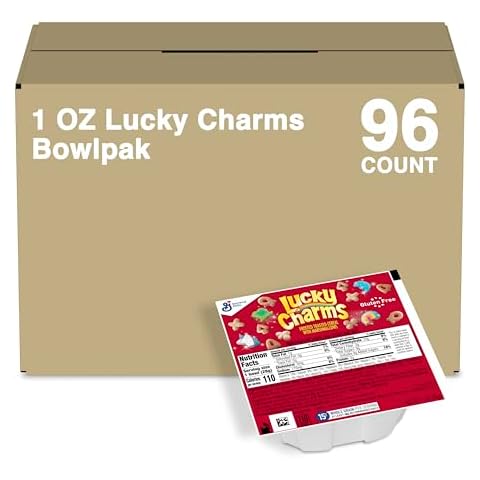 Lucky Charms Gluten Free Cereal with Marshmallows, Cereal Single Serve Bowl, 1 Oz (Pack of 96) Cover