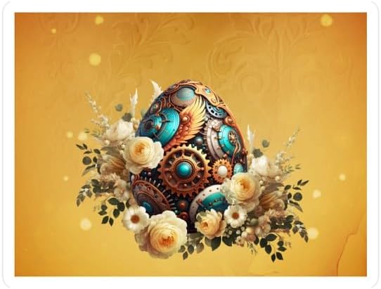 CafePress Elegant Steampunk Easter Egg Small Die Cut Sticker, 3"x4" Matte Finish