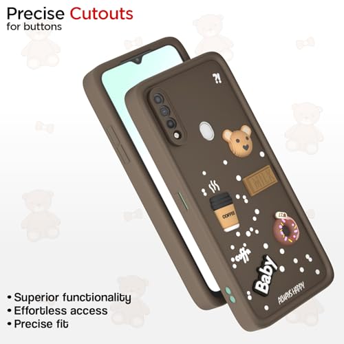 Image of Pikkme Back Cover for Oppo A31 | Cute Fun Cartoon 3D Bear Silicone Full Body Protection Bumper Case (Brown)