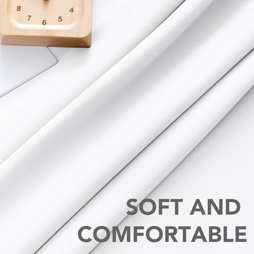Image of H.VERSAILTEX Back Tab White Curtains 90 Inch Long for Living Room, Rod Pocket Room Darkening Thermal Insulated Light Blocking Drapes, 52 x 90 Inch, 2 Panels