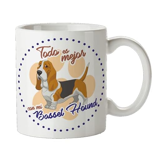 OyC Original y Creativo Taza mascota raza Basset Hound - taza perro con Frase y Dibujo - Taza perro - Taza Basset Hound - Taza el mejor perro - cerámica blanca resistente (Basset Hound)