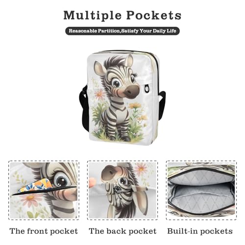 Crossbody Bag Messenger Bag for Women Men Purse Shoulder Bag Satchel Bag with Adjustable Strap 214B9222cute Zebra Flower2