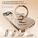 Desert Titanium for iPhone 16 Pro Case With 360° Spin Magnetic Stand,[Compatible With Magsafe] [Military Protection][Built-in Ring Holder]Camera Control Phone Case for 16 Pro,Rose Gold/Clear
