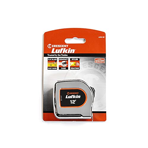 Crescent Lufkin 1/2 x 12' Chrome Case Yellow Clad Tape Measure - L912-02