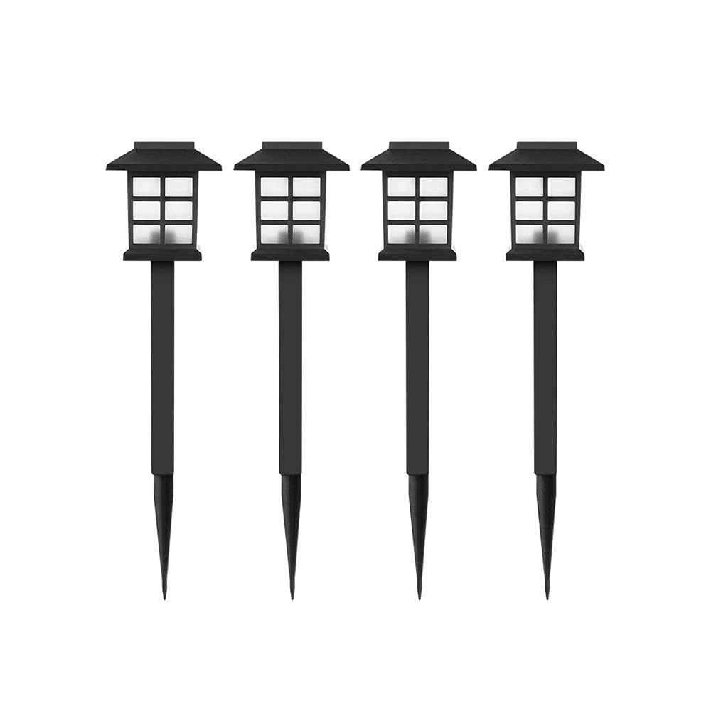 4 opakowania zewnętrznych latarni świetlnych, solarnych lamp słupkowych, zasilanych energią słoneczną na zewnątrz, wodoodporne lampy ogrodowe, trawnik ogrodowy, oświetlenie słupków na ścieżki