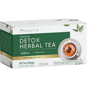 Carlyle Herbal Detox Tea | 60 Tea Bags | Caffeine Free | with Dandelion Root, Ginger Root, and Burdock Root | Vegetarian | Non-GMO & Gluten Free Herbal Blend