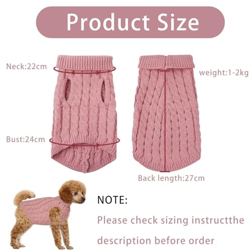 1 Pcs Pull Chien Petite Taille Rose Chauds et Doux Pull Chien Chaud Pull-Overs Chihuahua Manteau Teckel Vetement pour Chiens Chat d'hiver – Image 3