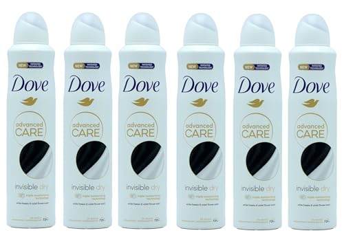 Dove Invisible Dry Antiperspirant Spray provides up to 48 hours of sweat protection and moisturises the skin - 6 x 250ml - Beneficial Packaging