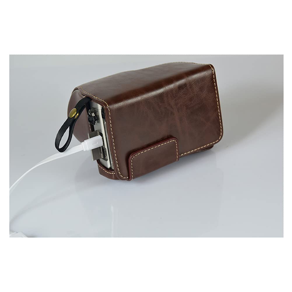 Borsa per Fotocamera in Pelle PU Premium, Custodia per La Protezione della Fotocamera, per Sony A6000 / A6300 / A6400, Contro Polvere, Graffi E Danni,caffè