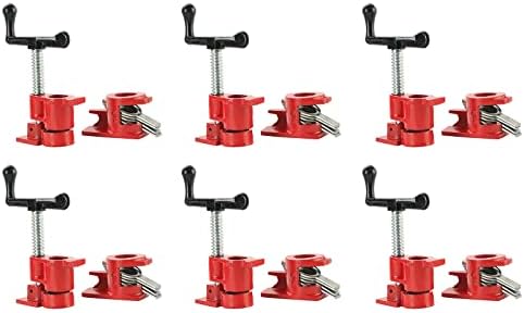 FLKQC Wood Gluing Pipe Clamp Set, Heavy Duty Cast Iron Quick Release Pipe Clamps for Woodworking (6, 3/4")