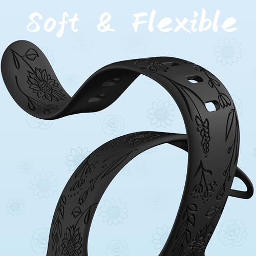 Image of SNBLK 6 Pack Floral Engraved Bands Compatible with Apple Watch Bands 40mm 41mm 42mm 38mm 44mm 45mm 46mm 49mm Women Men, Silicone Flower Pattern Strap for iWatch Series 11 10 Se Ultra 9 8 7 6 5 4 3 2 1